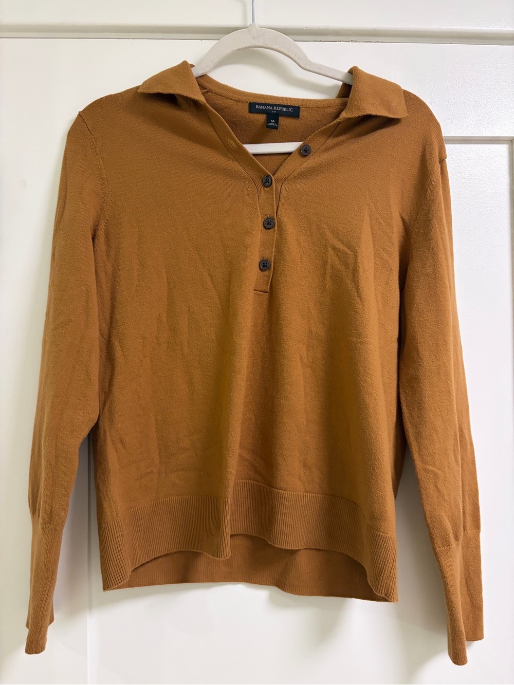 Banana Republic Women's Long Sleeve Polo Sweater - Burnt Orange